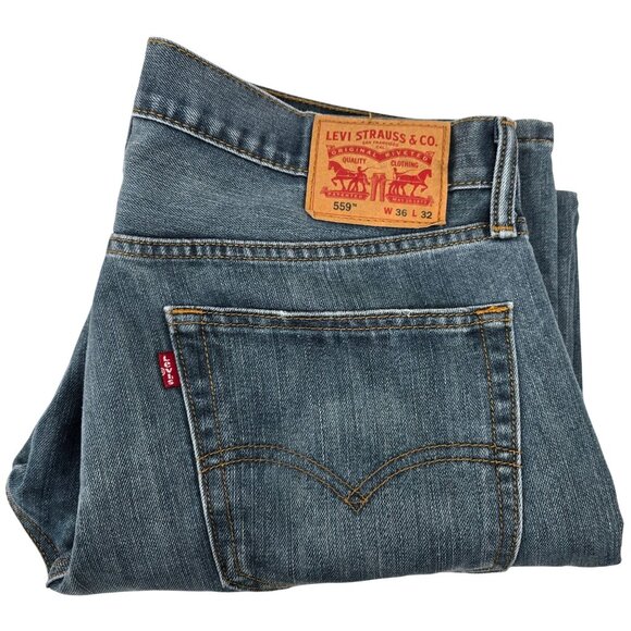 Levis 559 Relaxed Fit Mens Jeans‎ W36 L32 Blue Denim Classic Casual Wear - Picture 1 of 11